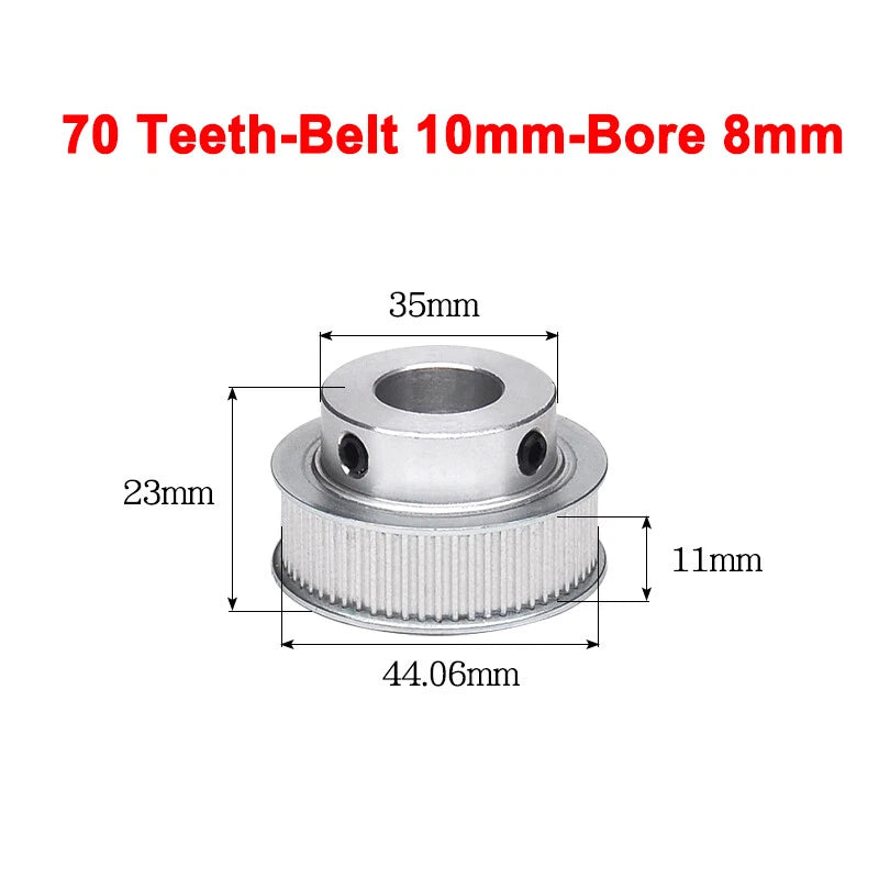 2GT Drive Pulley With Step 16 Tooth - 100 Tooth Bore 4mm - 25mm for 10mm Belt