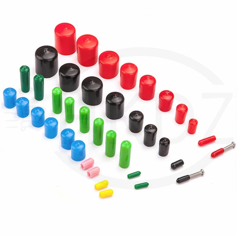 PVC End Caps for Screws, Bolts, Rods, Tubes & Cables – Thread Cover Protector, Rubber Plastic Caps (12-114mm, Multiple Colors)