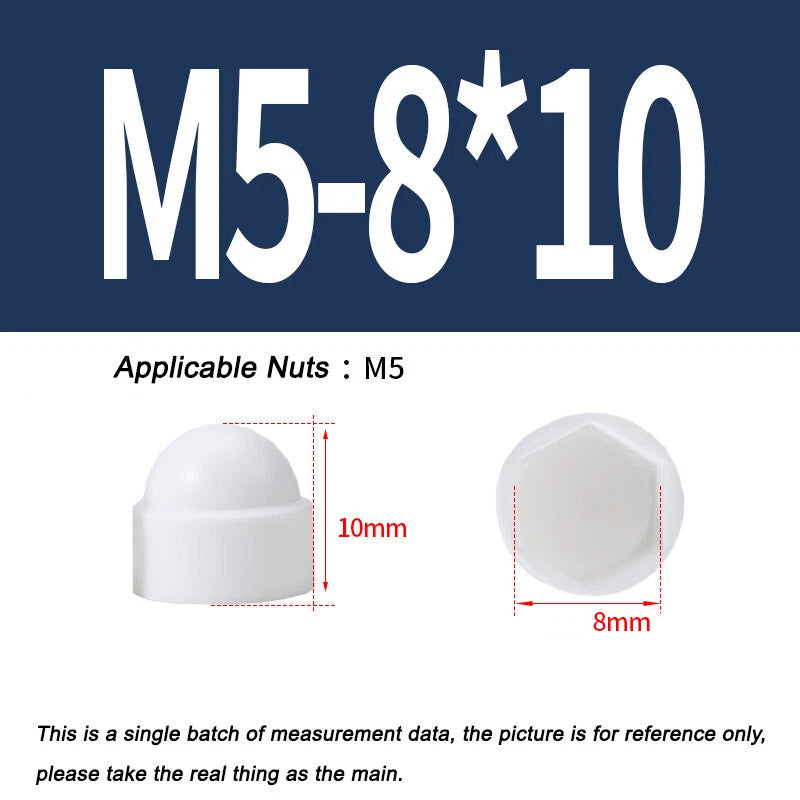 Hex Bolt & Nut Protection Caps – Plastic Hexagonal Screw Covers for M4 M5 M6 M8 M10 to M24 (PE, 5-100 Pack)