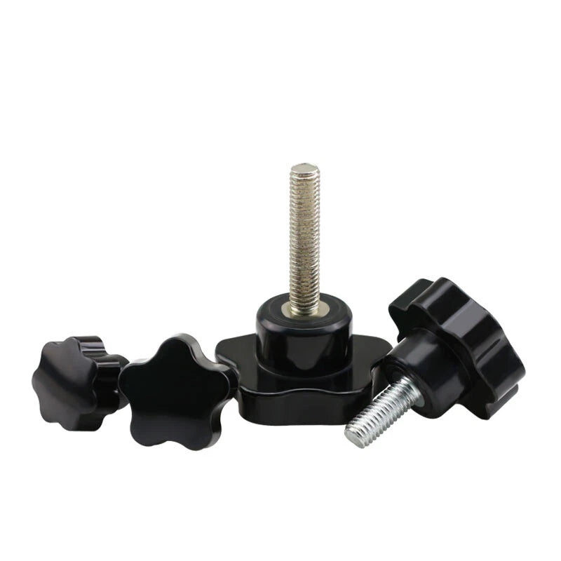 M8 Plastic Black Thumb Screw Male Thread Star Knob Grip Hand Tightening Screws