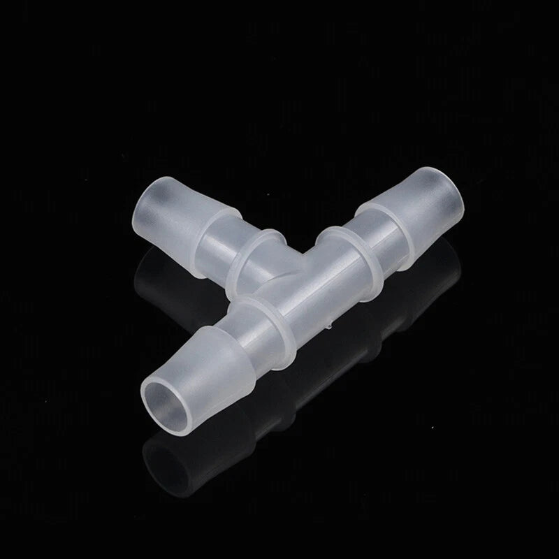 T-Type Barbed Hose Connector — Plastic Elbow Joiner for Air, Fuel & Water Lines