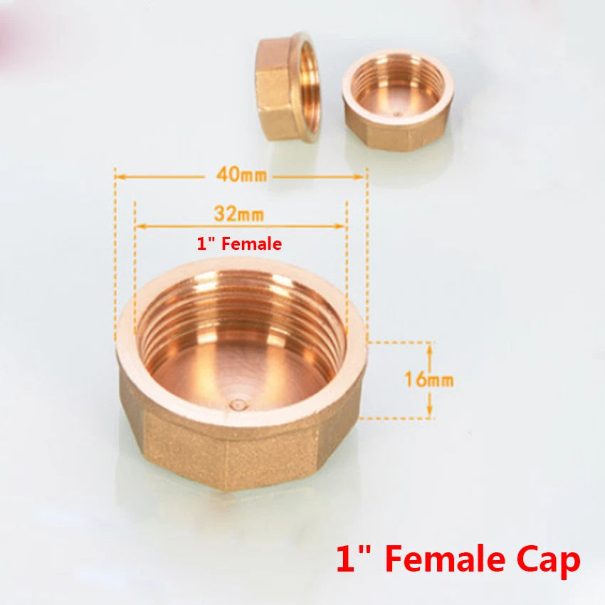 BSP Brass Pipe End Cap & Blanking Plug — 1/2", 3/4", 1" Male Plug & Female Cap