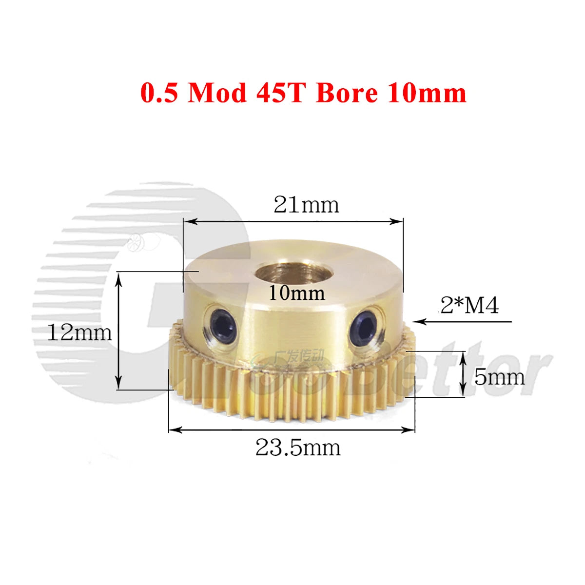 0.5 Mod Brass Pinion Spur Gear 45 Teeth Bore 4/5/6/8/10mm CNC Transmission Gear