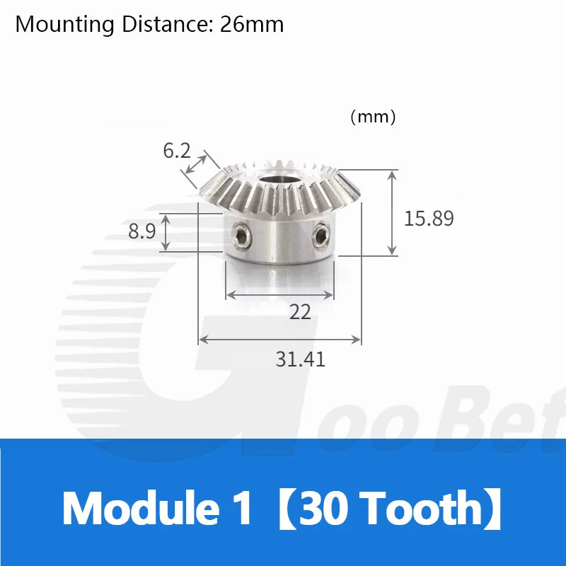Module 1 Bevel Gear Stainless Steel 90° 1:1 Pairing 15/20/25/30 Tooth Miter Gear