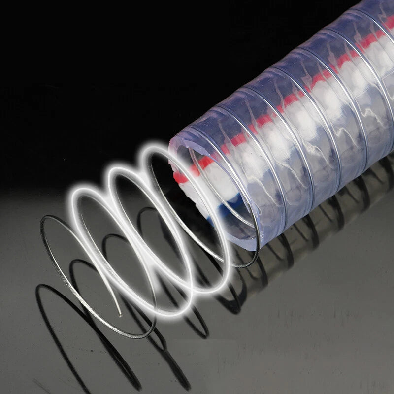 PVC Steel Wire Reinforced Clear Flexible Hose — Non-Toxic, Oil & Water Safe