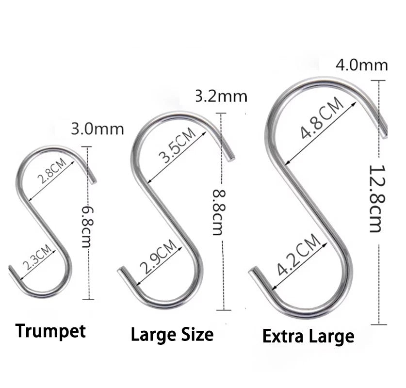S Hooks Stainless Steel Kitchen Pan Utensil Bathroom Clothes Hanger Hanging