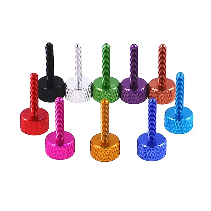 M3 Coloured Aluminium Knurled Thumb Screws Flat Head Hand Grip Bolt L:12mm-50mm