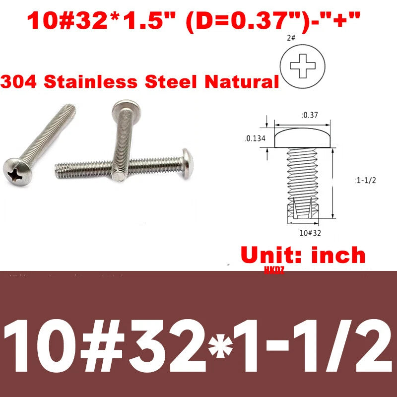 10#32 Phillips Pan Head Machine Screws – Black Zinc Carbon Steel, Round Head, 3/8” 1/2” 1.5”