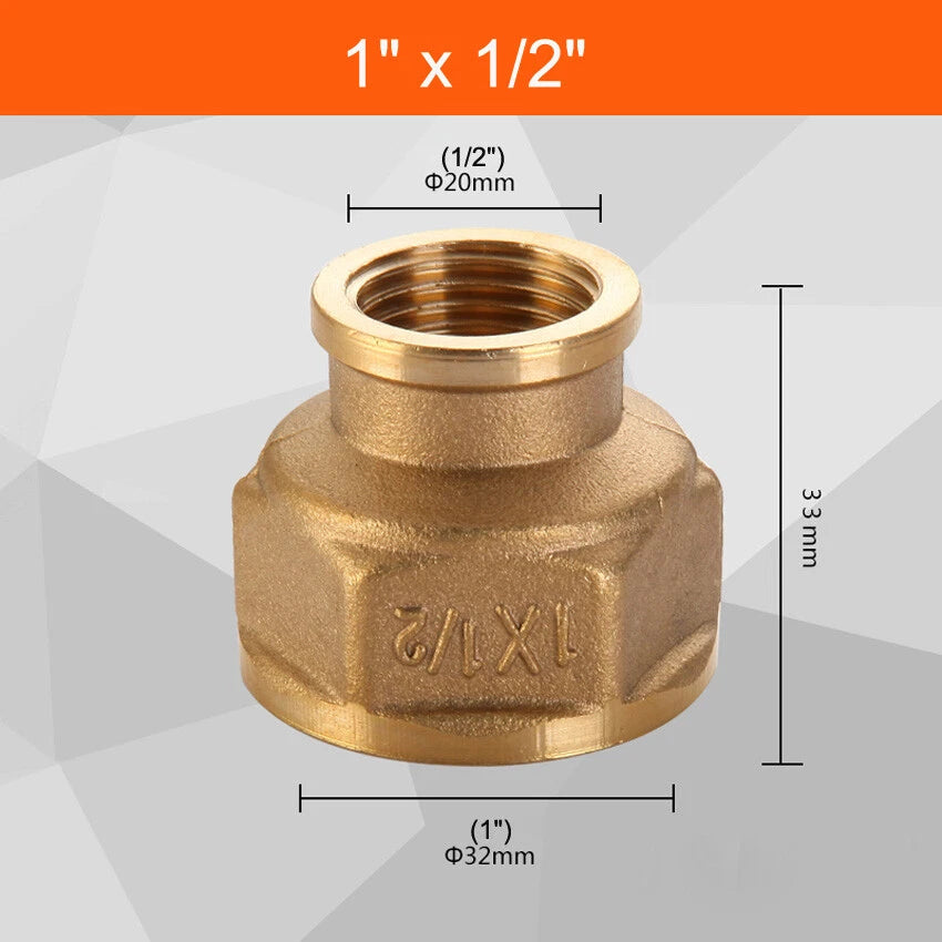 BSP Female Thread Brass Pipe Fitting Adapter | Coupler Connector 1/2" 3/4" 1"