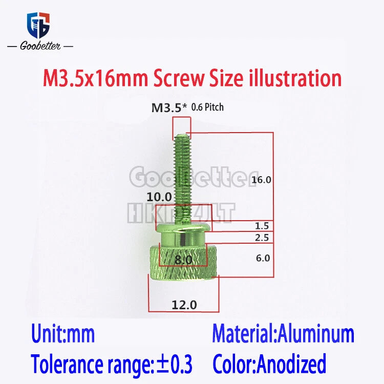 M3.5 x 7 10 12 16 20 mm Computer PC Case Aluminum Alloy Knurled Thumb Screws