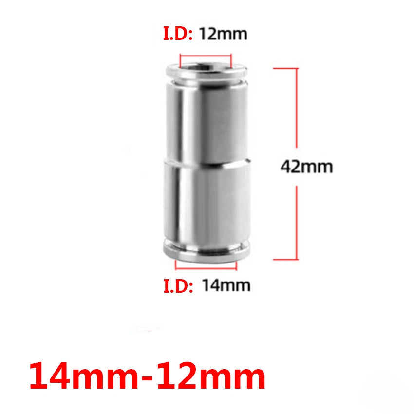 Stainless Steel Straight Reducing Push-to-Connect Fitting — Pneumatic Tube Adapter