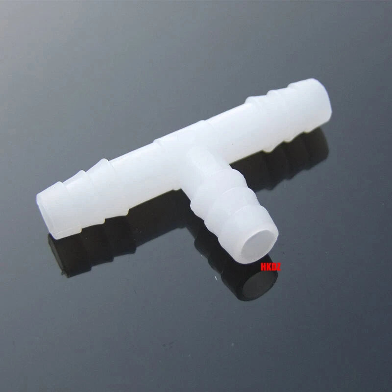 Plastic Tee Hose Joiner Barb T-Piece 3 Way Connector Pipe Fitting Air Fuel Water