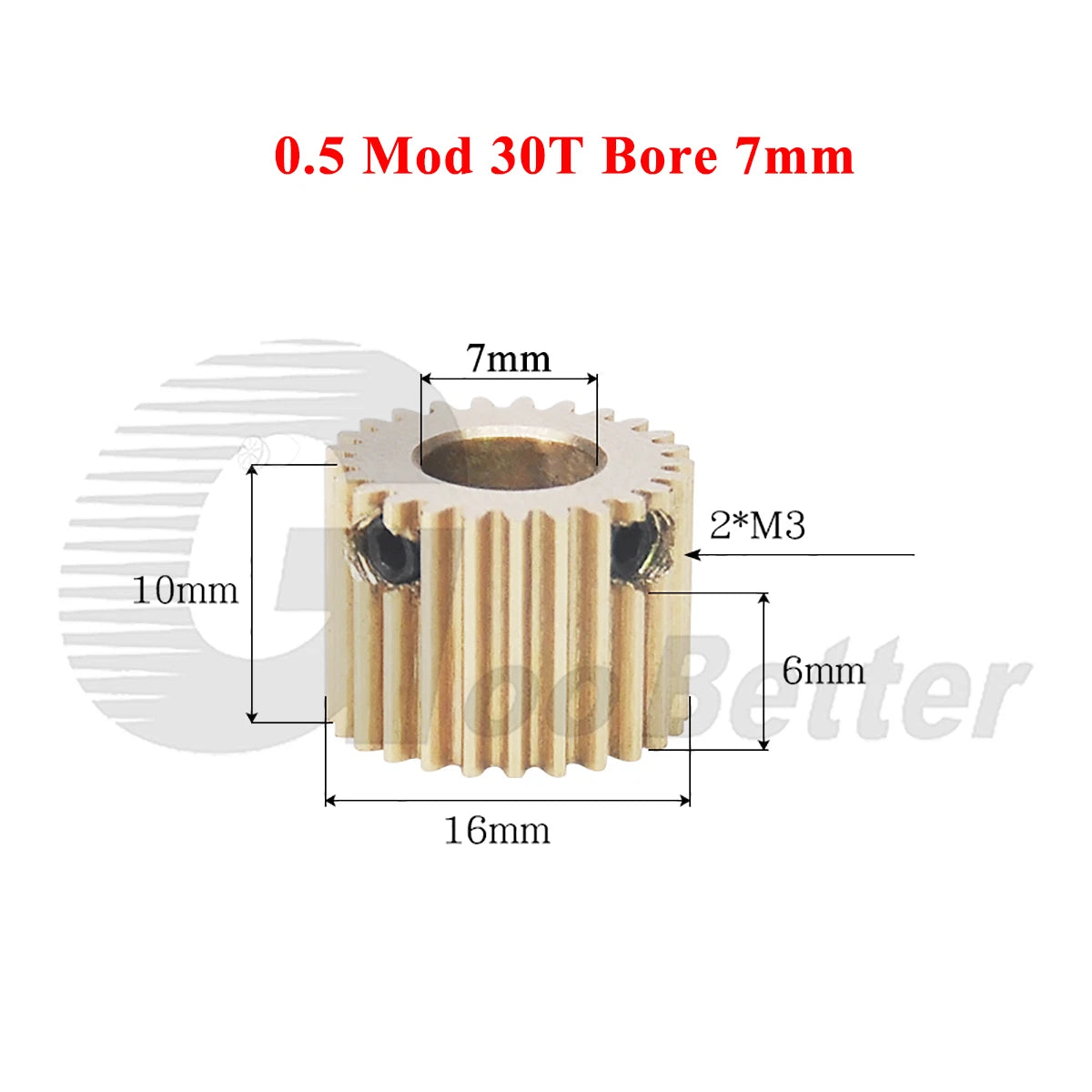 0.5 Mod Brass Pinion Spur Gear 30 Teeth Bore 4/5/6/6.35/7/8mm Transmission Gear