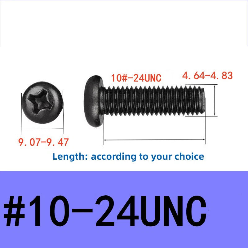 Black Pozi Phillips Pan Head Machine Screws UNC UNF — #2-56 #4-40 #6-32 #8-32 #10 1/4 5/16