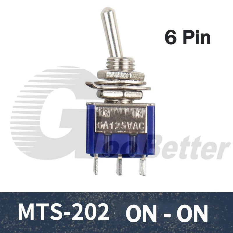 Mini Toggle Switch Latching SPDT/DPDT — MTS-102 MTS-103 MTS-202 MTS-203 | 2A 250VAC 5A 120VAC