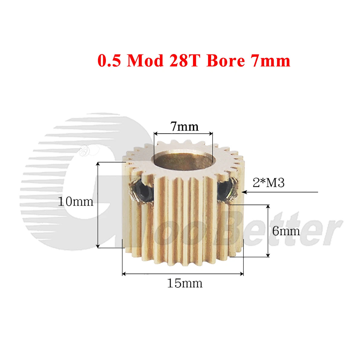 0.5 Mod Brass Pinion Spur Gear 28 Teeth Bore 4/5/6/6.35/7/8mm Transmission Gear