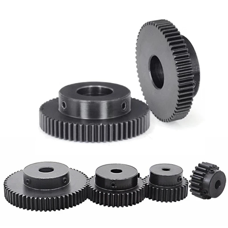 1 Module 45# Steel Spur Gear 15T-46T 1M Metal Pinion Gear 4-20mm Bore For Motor