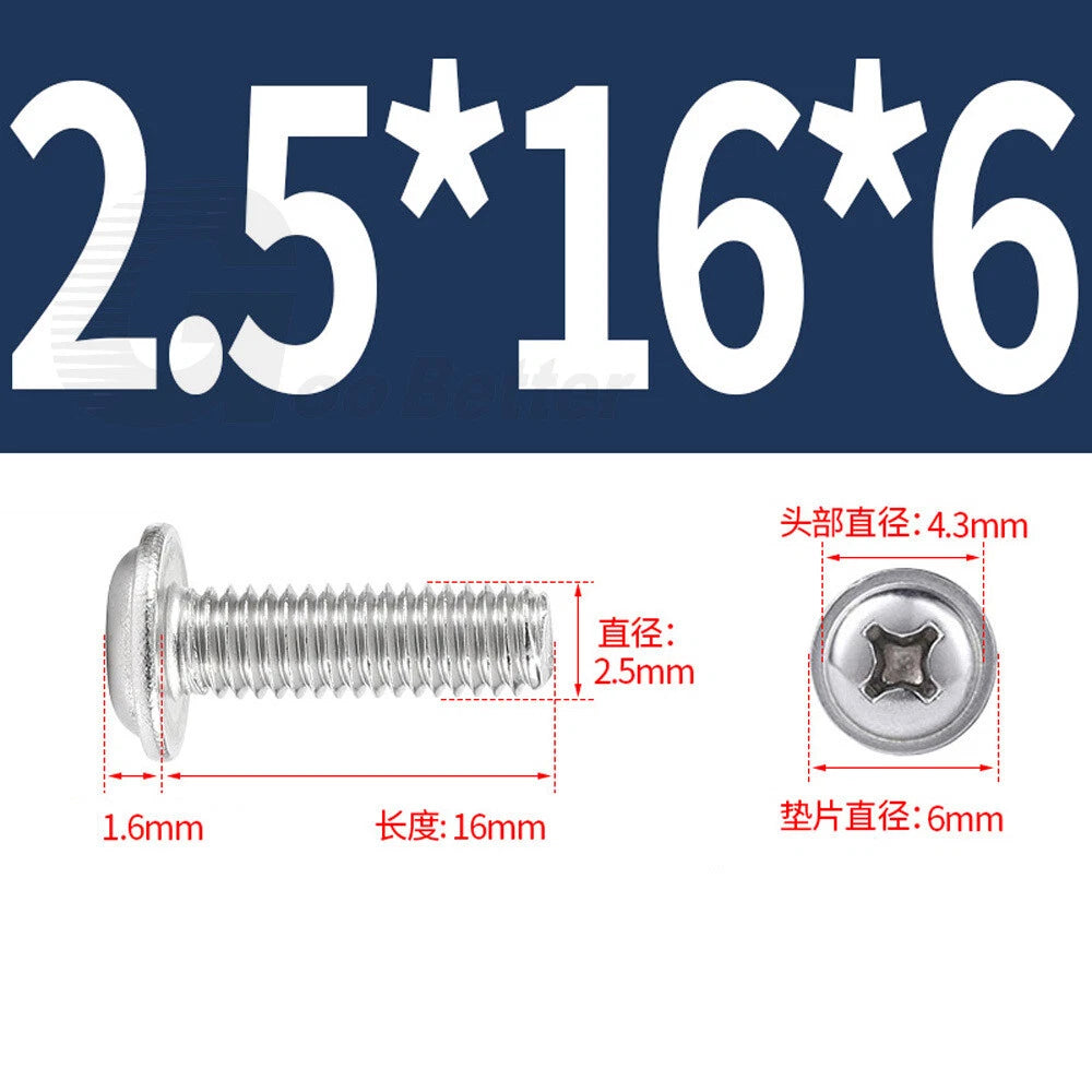 Flanged Phillips Pan Head Machine Screws – A2/A4 Stainless Steel, M1.4 to M6 (304/316)