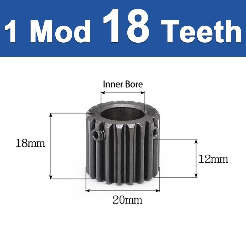 1 Modulu Spur Cylindrical Gear 10T-20T 1 Mod Pinion Gear Transmission Motor Part