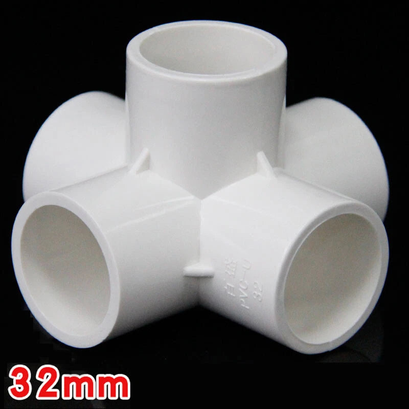 PVC 5-Way White Equal Connector Socket 20 25 32 40 50mm Pressure Pipe Fittings