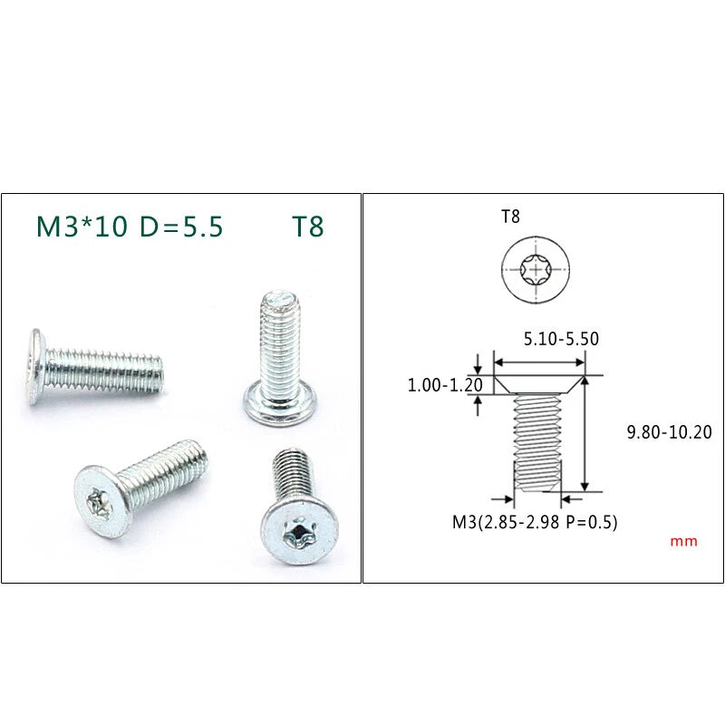 Torx Flat Head Machine Screws M1.6 M2 M2.5 M3 — T5 to T15, Multiple Finishes