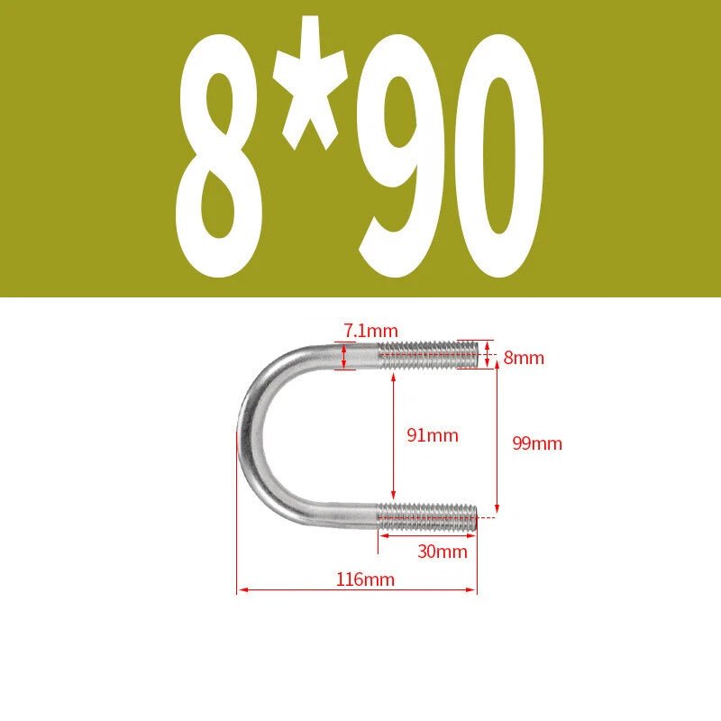 M8 U - Bolts Round Bend A2 Stainless Steel — 22mm to 161mm, Choose Your Pack - HomeDIYer