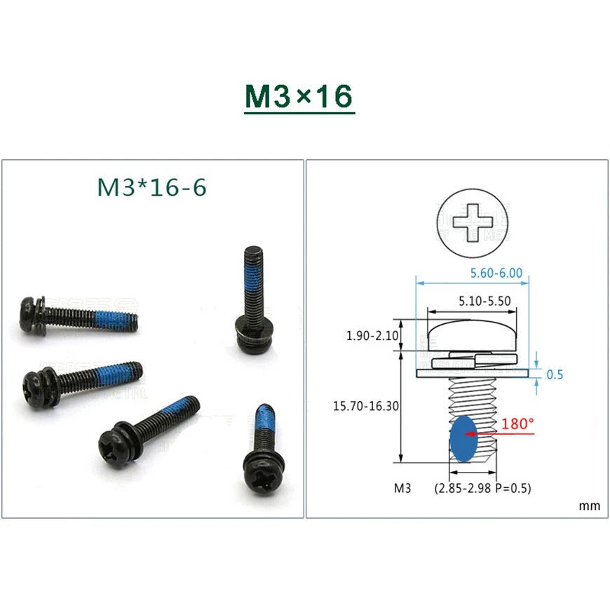 Stainless Steel Phillips Pan Head Screws with Flat and Spring Washers M1.6 to M5 - HomeDIYer