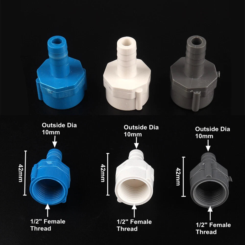 PVC Water Supply Pipe BSP Threaded Fittings Adapter Joint Various Sizes - 3Color