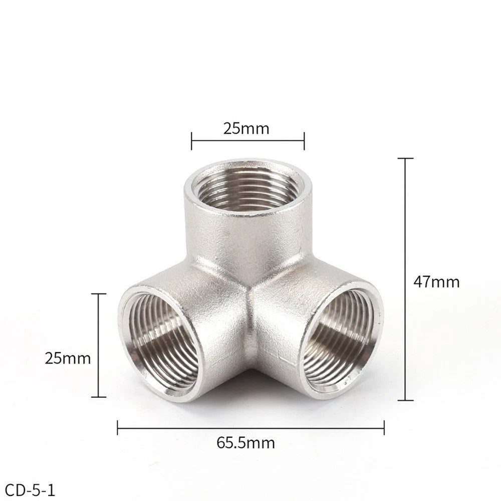 BSP Female 3-Way Tee Pipe Fitting – Stainless Steel 90° Corner Elbow