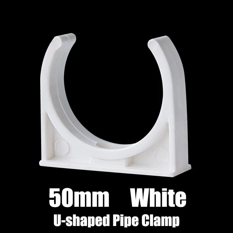 PVC U-Type Pipe Clamp Tube Holder 20 25 32 40 50mm Pipe Fittings White Grey