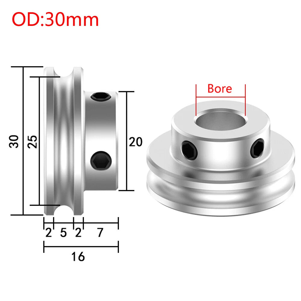 U Grooved Pulley PU Round Belt Pulleys Aluminum For 4/5mm Width Belt OD 20-80mm