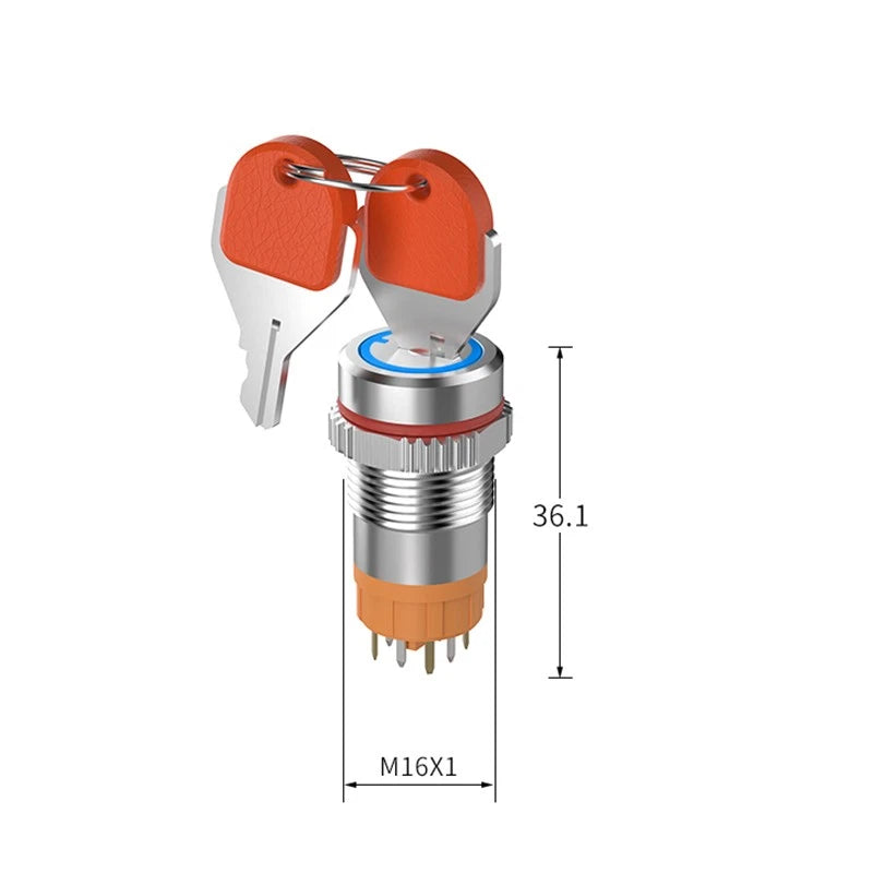 16mm 19mm LED Illuminated Toggle Switch ON/OFF 2-Position Waterproof 7A 250VAC