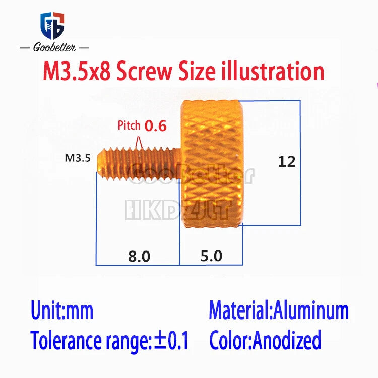 M3 Knurled Thumb Screws – Flat Head Anodized Aluminum, Hand-Tighten Knob Bolts