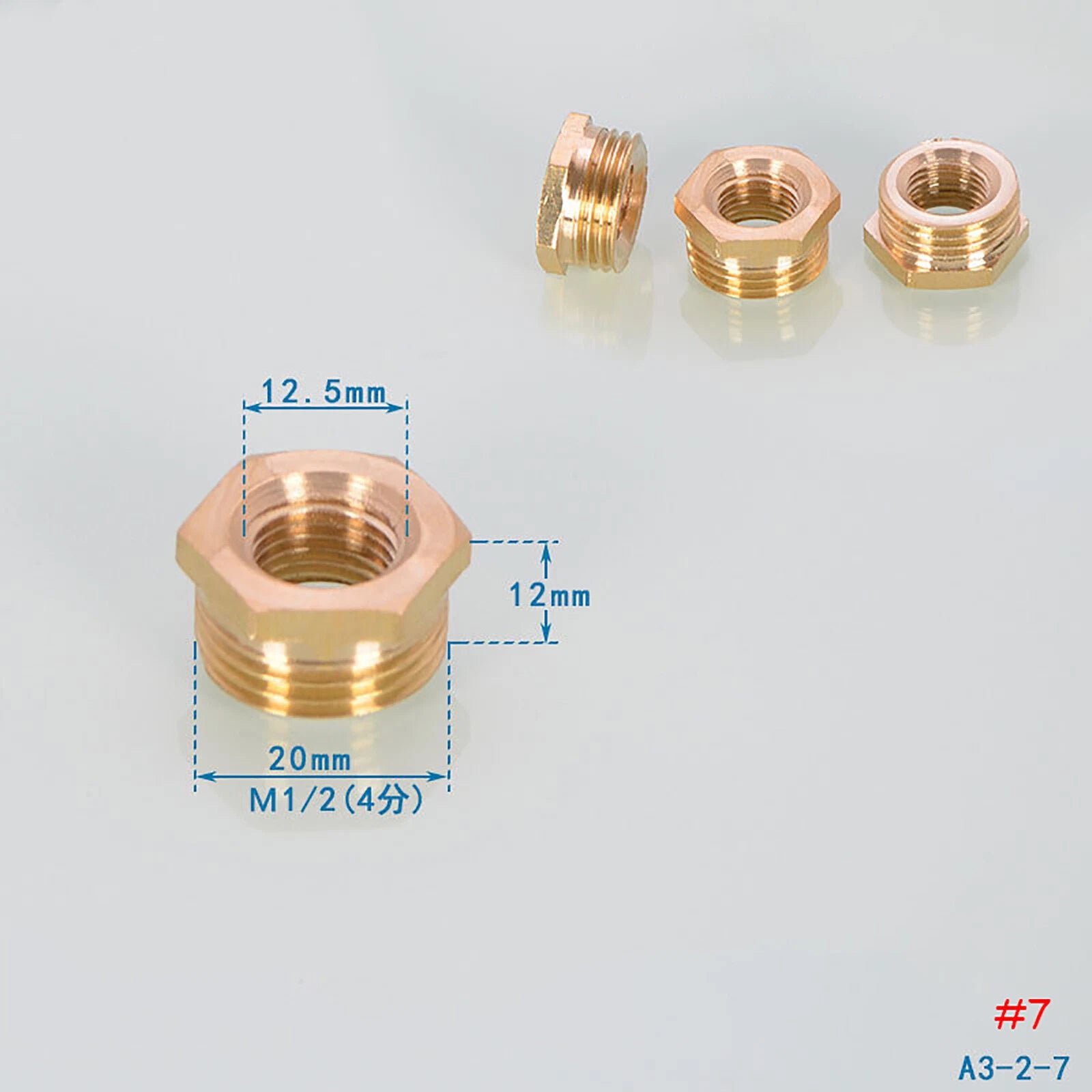 Brass Reducing Hex Bush BSP Fitting — Male to Female Thread Connector, Multiple Sizes