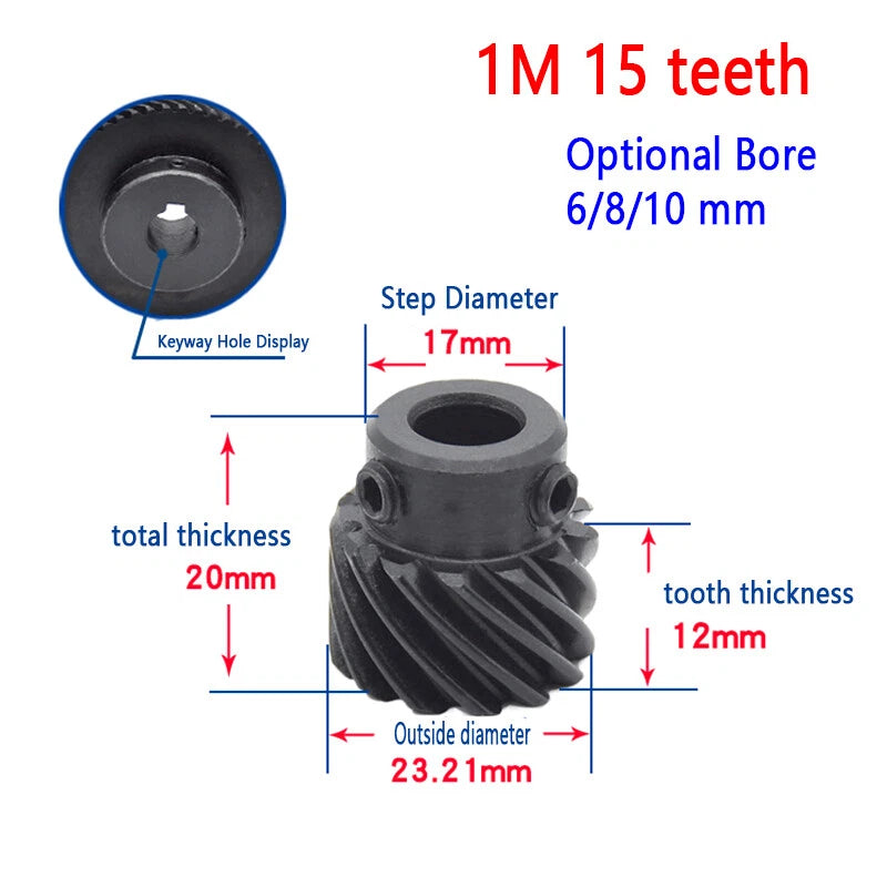 45# Steel Helical Gear 1 Mod 12-25 Teeth Blackened Pinion Transmission Gears