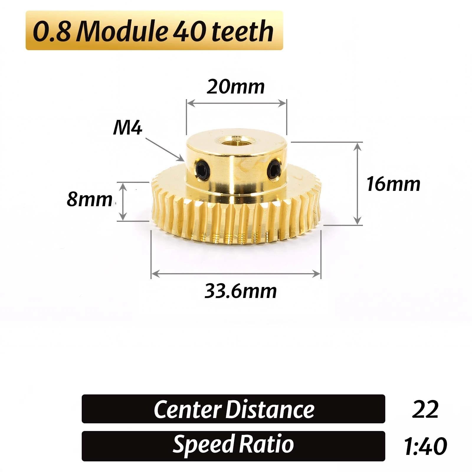 0.8 Module 1:20-60 Reduction Ratio Gear Copper Worm Wheel Gear & Worm Gear Shaft