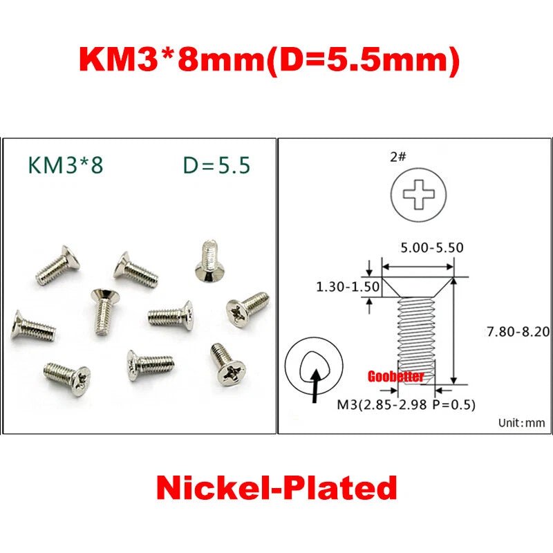 KM3/KM4 Phillips Flat Head Triangle Tooth Screws | Carbon Steel, Zinc or Nickel Coated - HomeDIYer