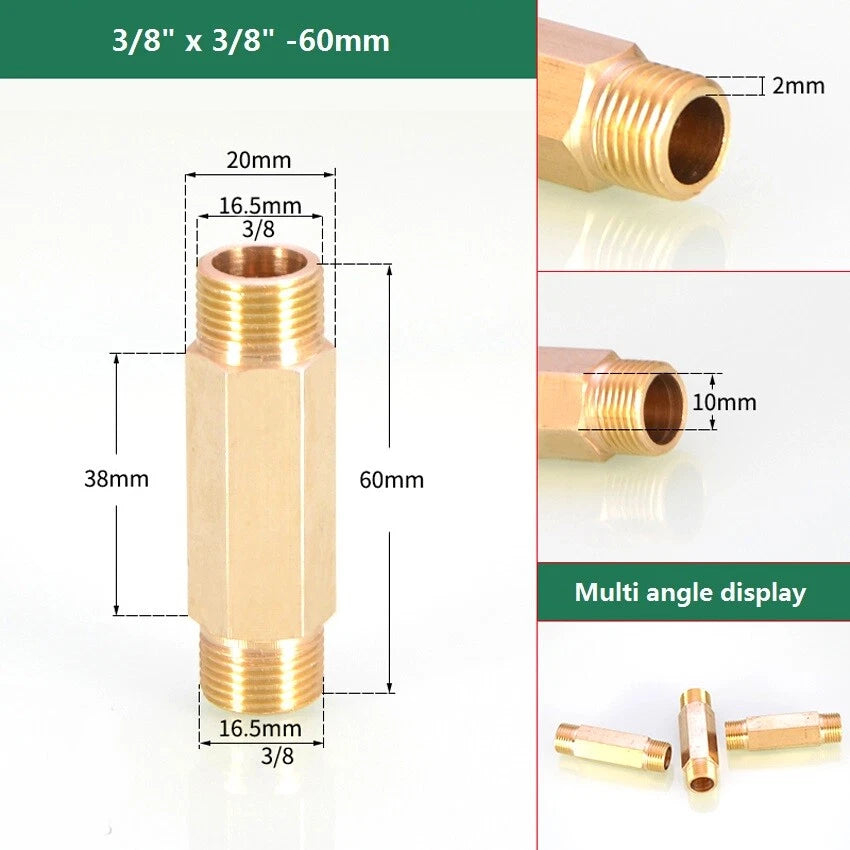 BSP Male Thread Brass Extension Pipe Fitting Adapter | 1/8" to 1/2" Connector