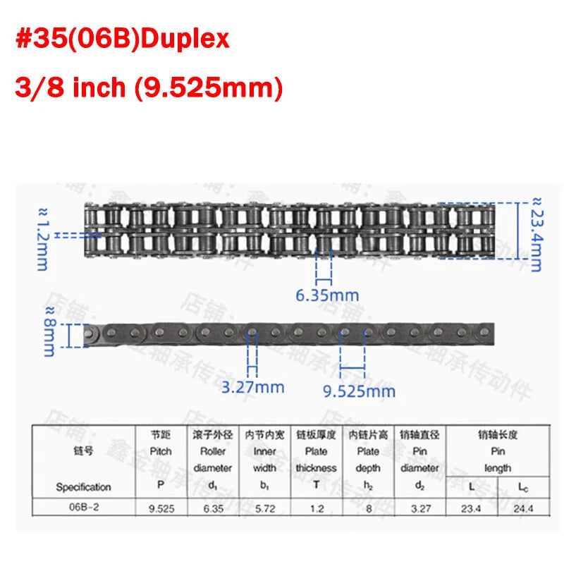 Simplex/Duplex Roller Chain 04C, 06B, 08B, 10A,12A Industrial Transmission Chain