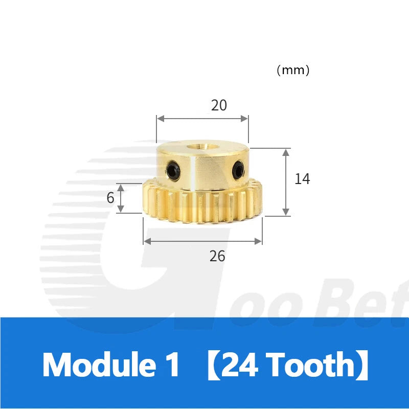 Brass Spur Gear Module 1 with Hub 15-50 Tooth Motor Pinion Bore 4-12mm Precision