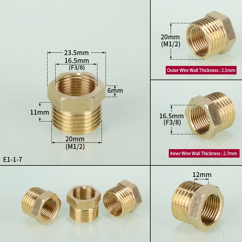 1 8" 1 4" 3 4" 1 2" 1" BSP Brass Reducing Coupler Hex Bush Connector Fittings