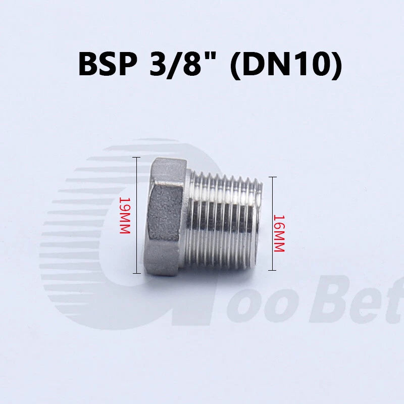 304 Stainless Steel BSP Male Thread Hex Plug — End Stopper Pipe Fitting (1/4" to 2")