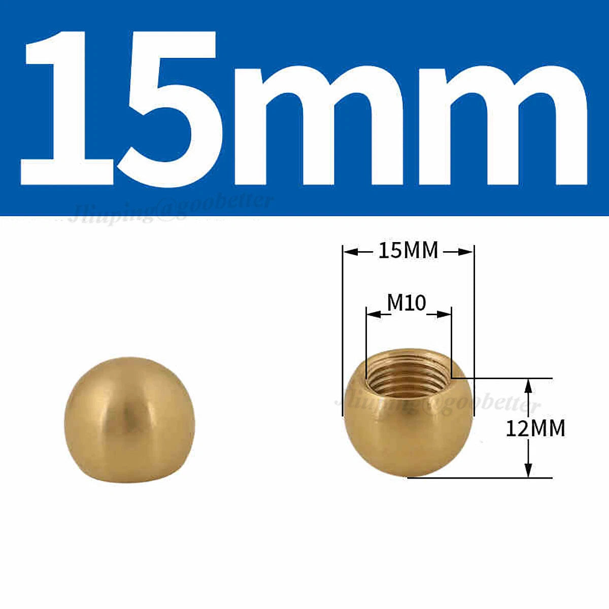 Brass Ball Cap Nuts – Lamp Finial Screw Caps, Female Thread M3 to M12, Ball Diameter 6–25mm
