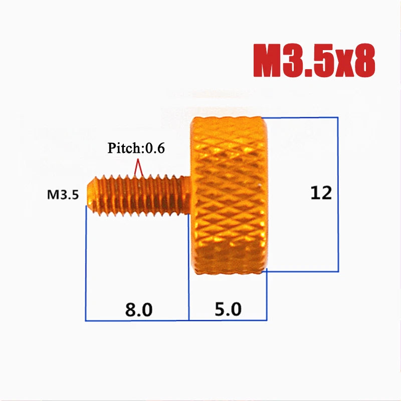 M3.5-M4 Aluminum Alloy Knurled Thumb Screws Hand Grip Knob Bolts 4.5mm-30mm