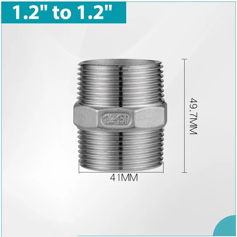 A2 Stainless Steel BSP Male to Male Hex Nipple Pipe Fittings