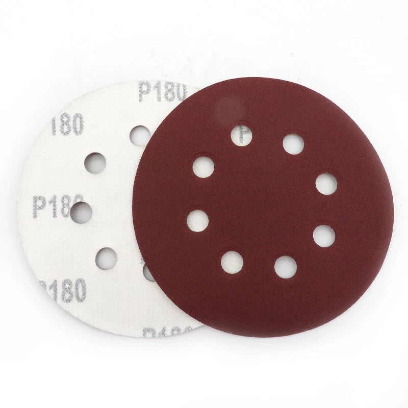 125mm 225mm Red Sanding Discs Hook Loop Sandpaper Pads 8 Hole Grit 40 - 2000