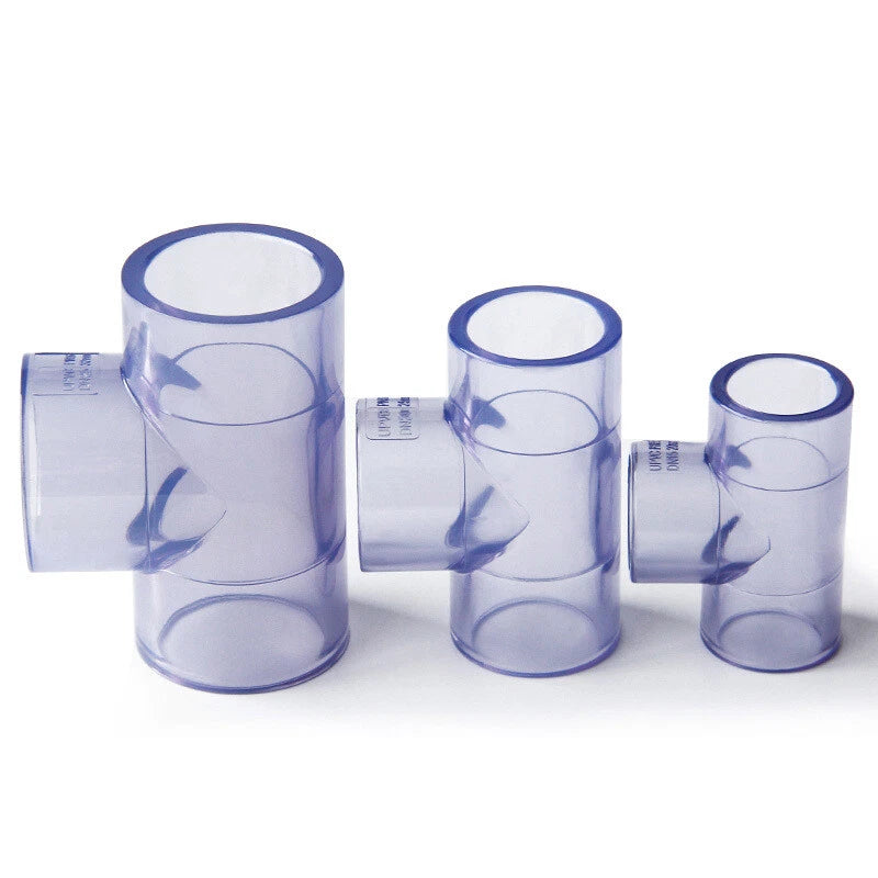 UPVC PVC Pipe Fittings Tee Straight Cap Elbow Clear Plumbing Couping ID 20-110mm
