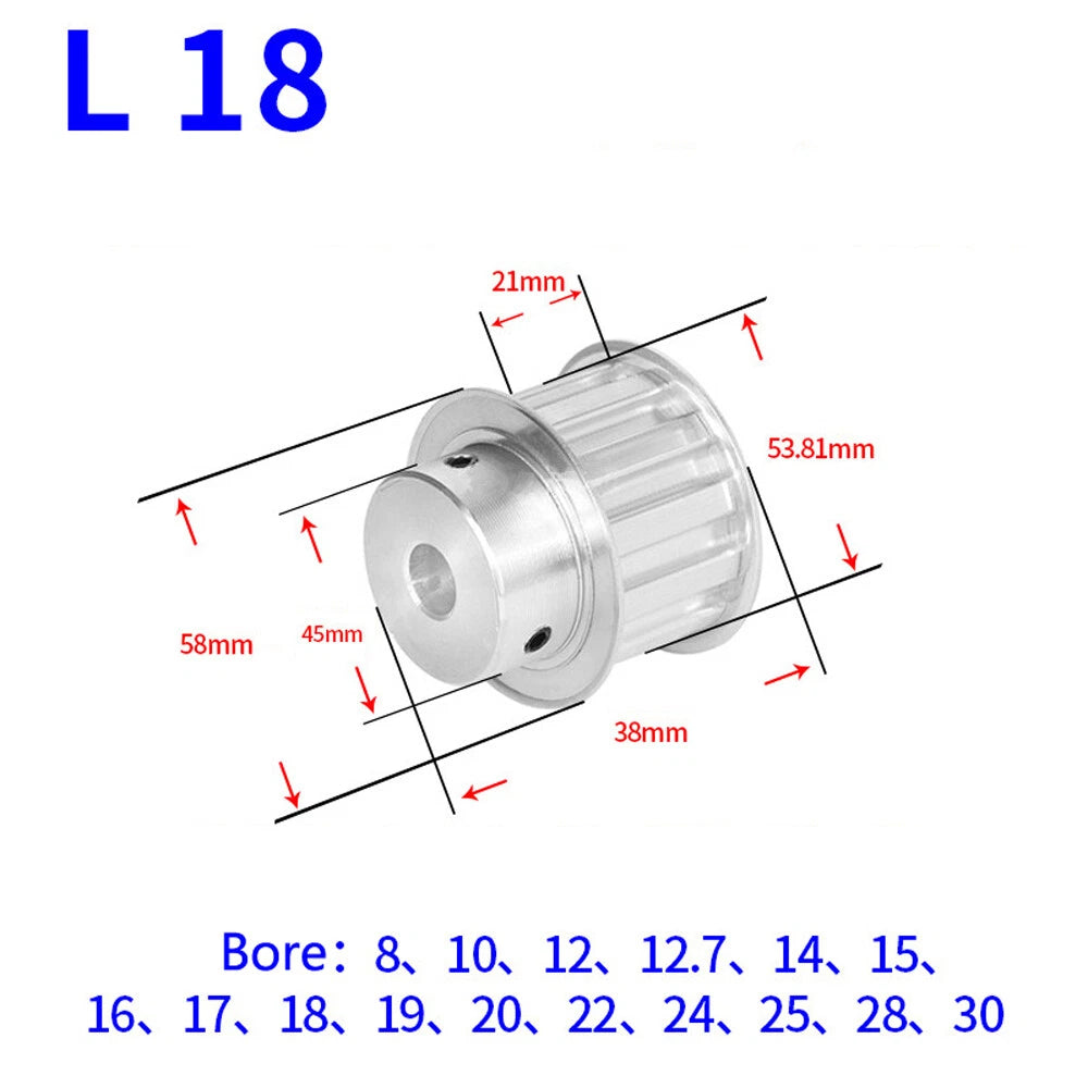 L-Type 10T-30T Timing Belt Pulley Pitch 9.525mm With Keyway CNC Drive Width 21mm