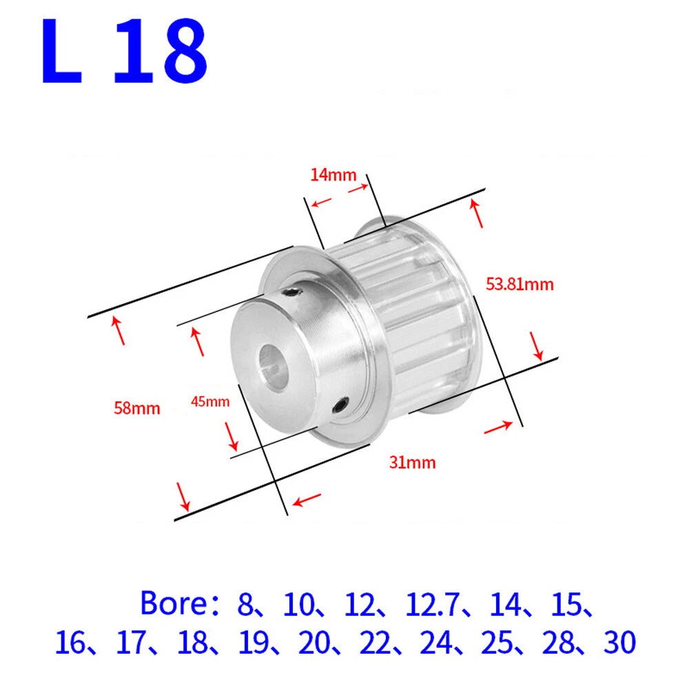 L-Type Timing Belt Pulley 10T-30T Pitch 9.525mm BF-type Drive Pulleys Width 14mm