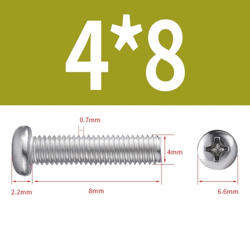 M3 M4 M5 Phillips Round Pan Head Machine Screws – 201 Stainless Steel, 6–30mm Lengths - HomeDIYer